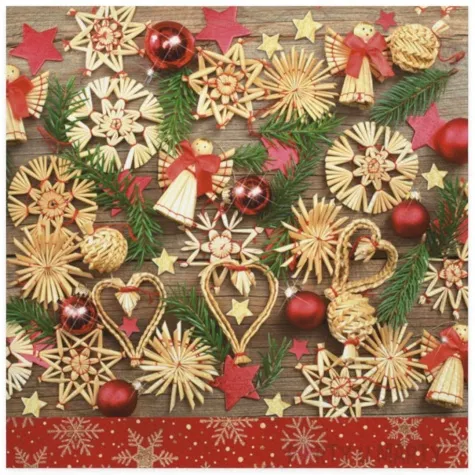 serwetki swiateczne drewniane dekoracje z serduszkami maki 33 cm 20 szt