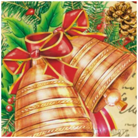 serwetki swiateczne dzwony kremowe z wiencem maki 33 cm 20 szt