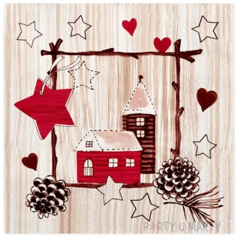 serwetki swiateczne ozdoby na jasnym drewnie maki 33 cm 20 szt