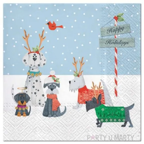 serwetki swiateczne pieski paw 33 cm 20 szt