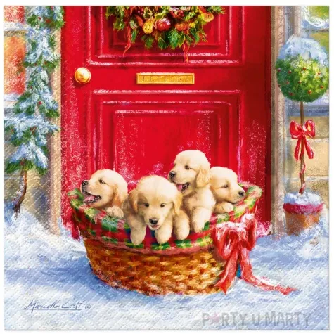 serwetki swiateczne pieski w koszyku paw 33 cm