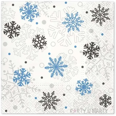 serwetki swiateczne platki niebieskie paw 33 cm 20 szt