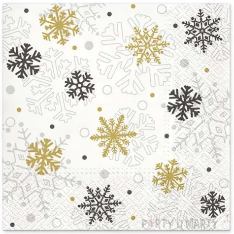 serwetki swiateczne platki zlote paw 33 cm 20 szt