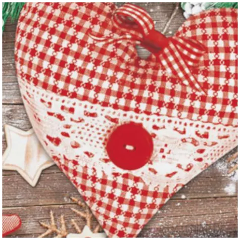 serwetki swiateczne serce w czerwona krate maki 33 cm 20 szt