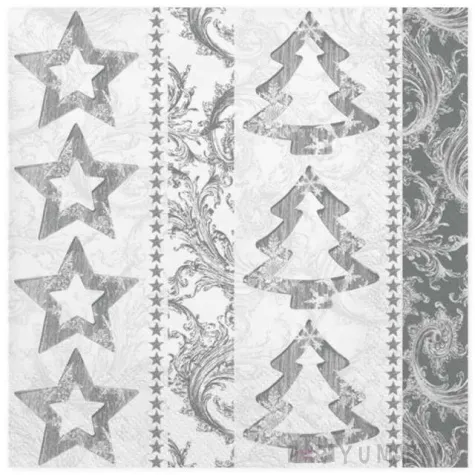 serwetki swiateczne srebrne gwiazdki i choinki maki 33 cm 20 szt