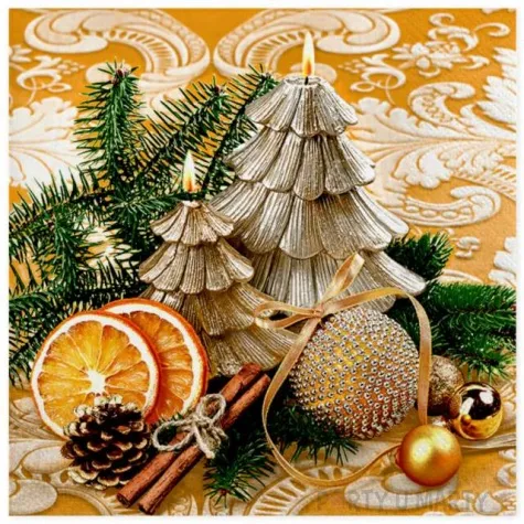 serwetki swiateczne swieczki choinki i pomarancze maki 33 cm 20 szt