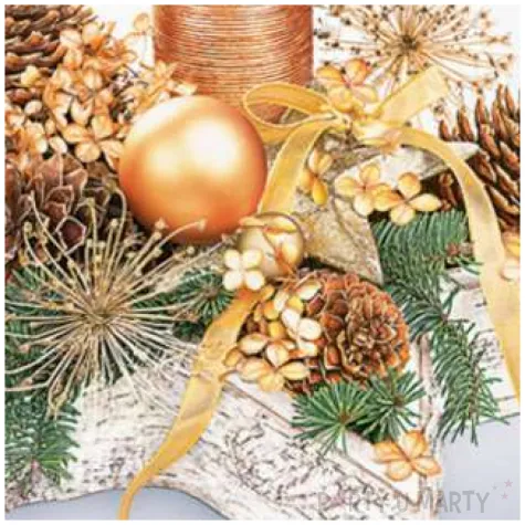 serwetki swiateczne zlote dekoracje na drewnianej gwiazdce maki 33 cm 20 szt