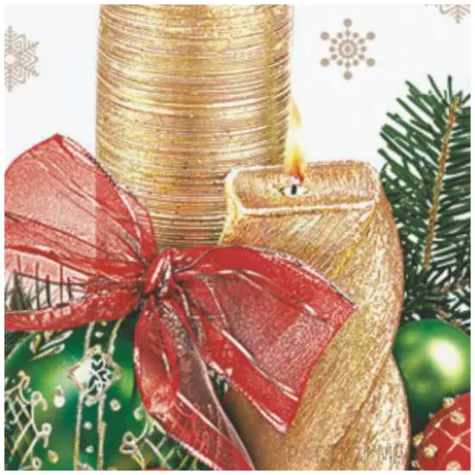 serwetki swiateczne zlote swieczki z dekoracja maki 33 cm 20 szt