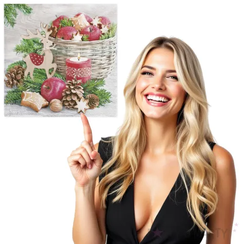 serwetki swiateczny kosz z jablkami maki 33 cm 20 szt