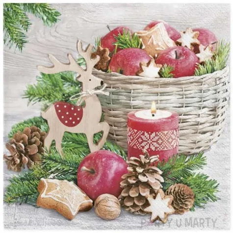 serwetki swiateczny kosz z jablkami maki 33 cm 20 szt