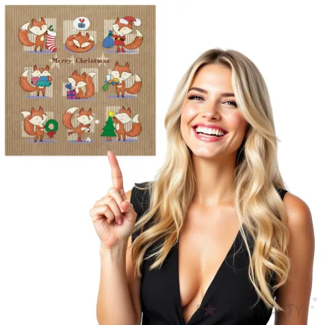 serwetki swiateczny lisek kolaz maki 33 cm 20 szt