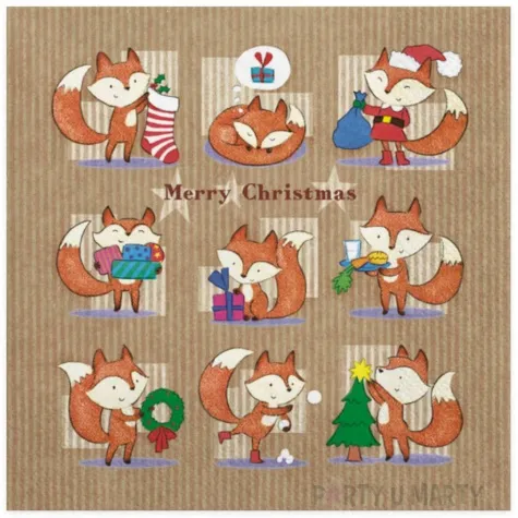 serwetki swiateczny lisek kolaz maki 33 cm 20 szt