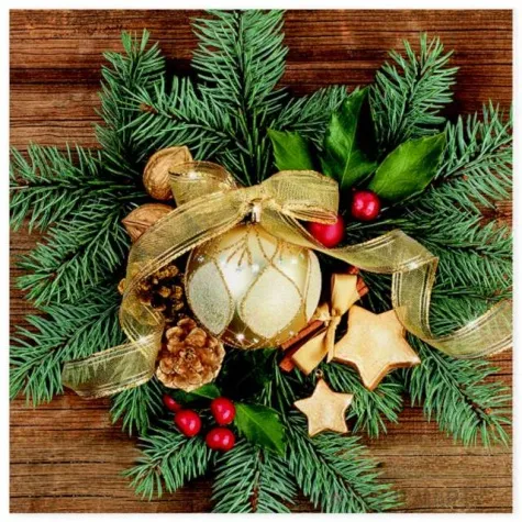 serwetki swiateczny wieniec na swierkowym tle maki 33 cm 20 szt