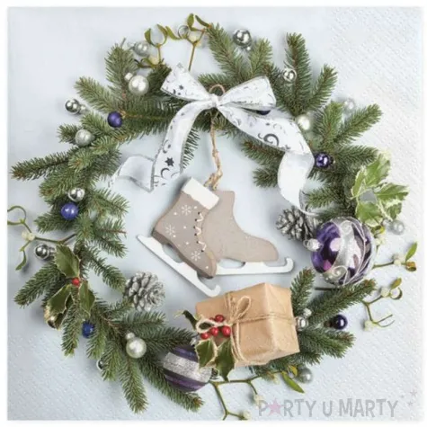 serwetki swiateczny wieniec z lyzwami maki 33 cm 20 szt