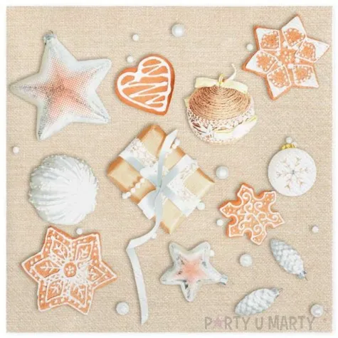 serwetki swiateczny zestaw kremowych dekoracji maki 33 cm 20 szt