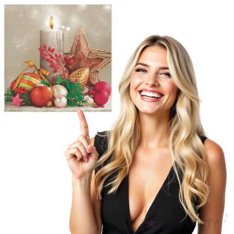 serwetki swieca bozonarodzeniowa gwiazda i bombki maki 33 cm 20 szt