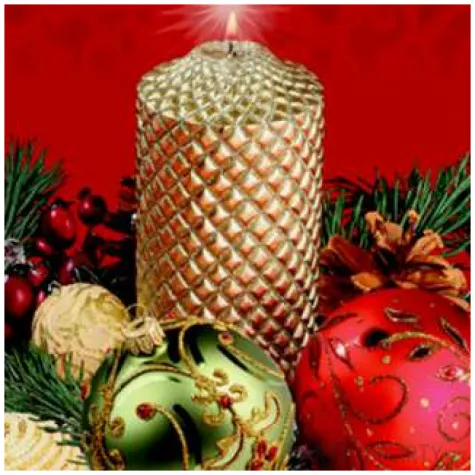 serwetki swieca zlota z bombkami na czerwonym tle maki 33 cm 20 szt