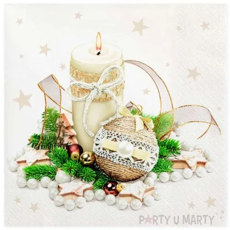 serwetki swieczka i bombka z jutowymi dodatkami maki 33 cm 20 szt