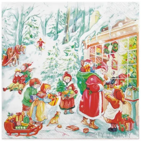 serwetki swiety mikolaj i dzieci maki 33 cm 20 szt