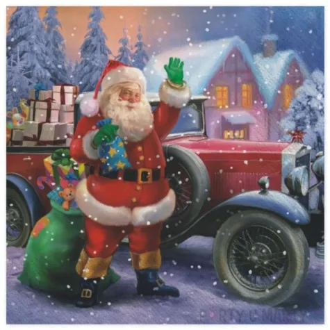 serwetki swiety mikolaj i zabytkowy samochod maki 33 cm 20 szt