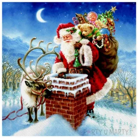 serwetki swiety mikolaj w kominie maki 33 cm 20 szt