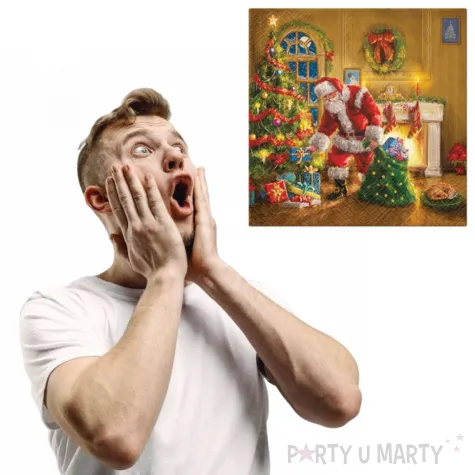 serwetki swiety mikolaj z prezentami kolorowe paw 33 cm 20 szt