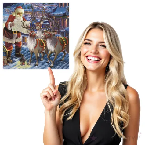 serwetki swiety mikolaj z reniferami na dachu maki 33 cm 20 szt