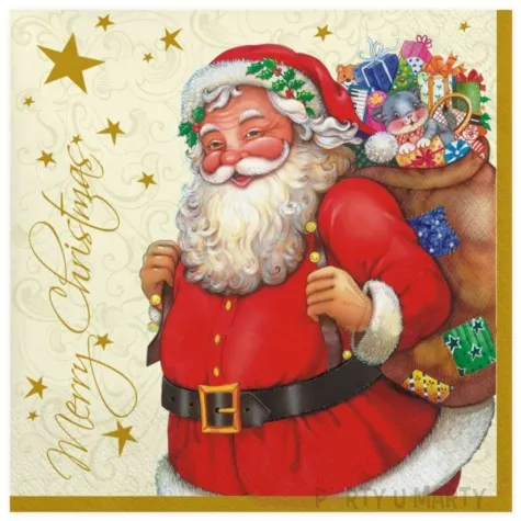 serwetki swiety mikolaj z workiem na prezenty maki 33 cm 20 szt