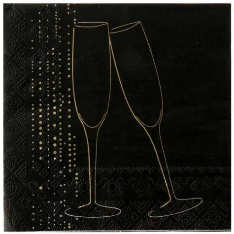 serwetki szampanski toast czarne 33 cm santex 20 szt