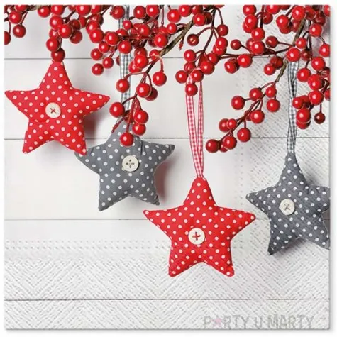 serwetki szaroczerwone gwiazdki paw 33 cm 20 szt