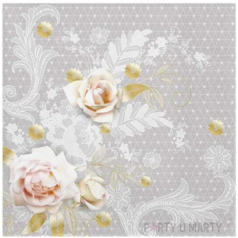 serwetki szary wzor z rozami maki 33 cm 20 szt