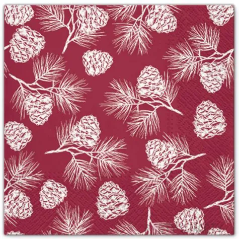 serwetki szyszki czerwone paw 33 cm 20 szt