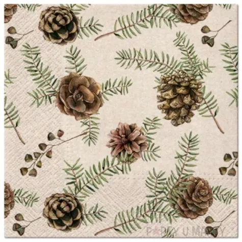 serwetki szyszki i galazki choinkowe paw 33 cm 20 szt