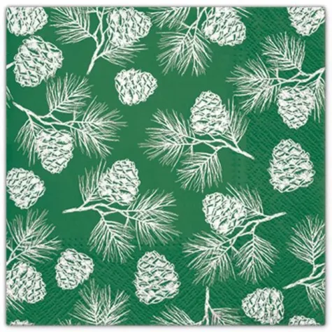 serwetki szyszki zielone paw 33 cm 20 szt