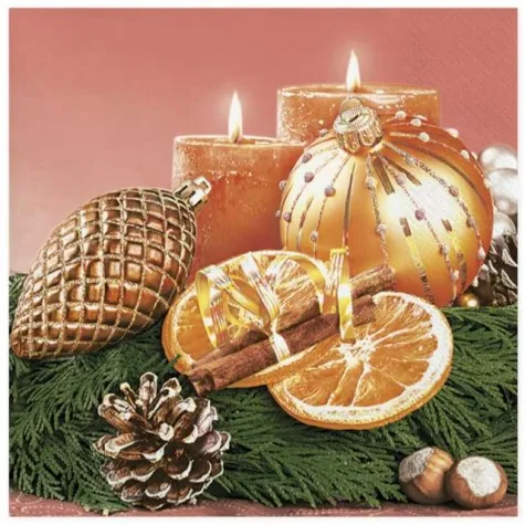 serwetki tradycyjna swiateczna kompozycja z pomarancza maki 33 cm 20 szt