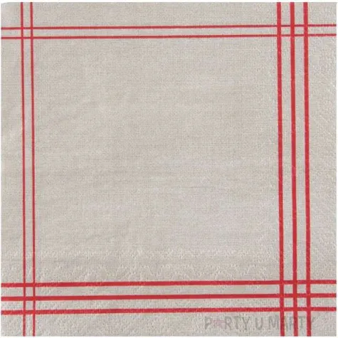 serwetki tradycyjne czerwone paski santex biale 33 cm 20 szt