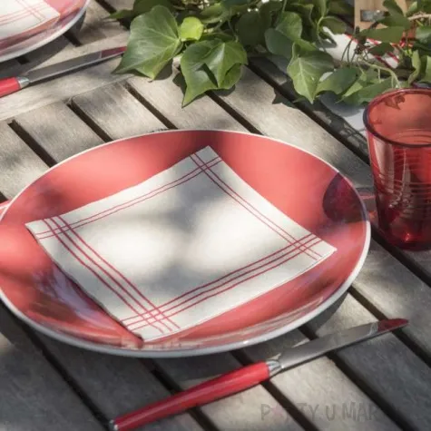 serwetki tradycyjne czerwone paski santex biale 33 cm 20 szt