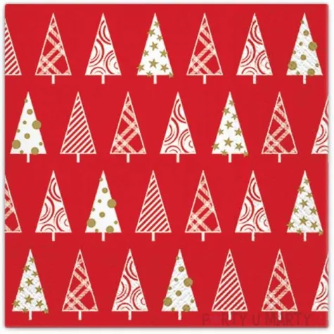 serwetki trojkatne drzewka czerwone paw 33 cm 20 szt