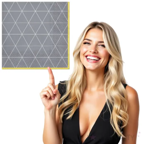 serwetki trojkatny desen szaro zolte paw 33 cm 20 szt