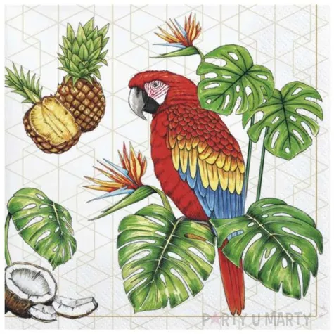 serwetki tropikalny motyw z papuga maki 33 cm 20 szt