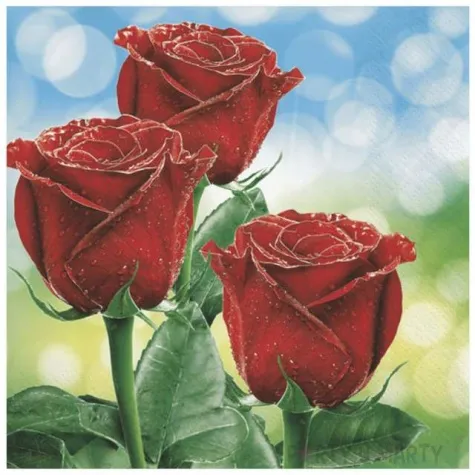 serwetki trzy czerwone roze 33 cm 20 szt