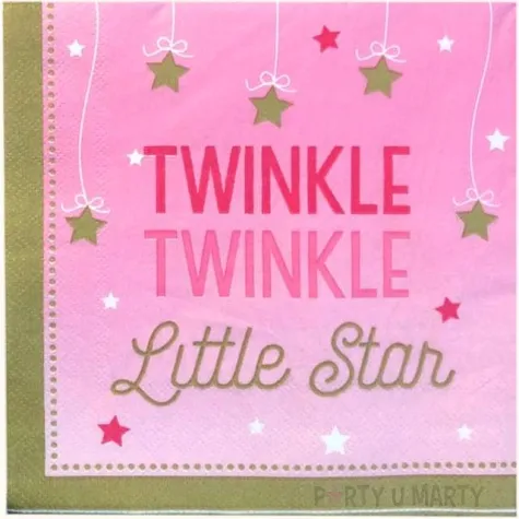 serwetki twinke twinkle little star rozowe 33cm 12 szt
