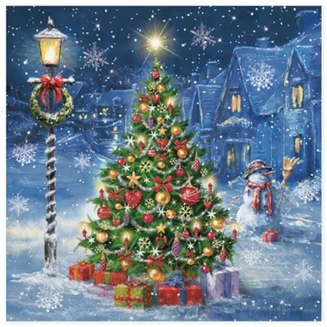 serwetki ubrana choinka w zimowej scenerii maki 33 cm 20 szt