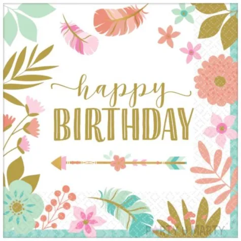 serwetki urodzinowe boho amscan 33 cm 16 szt