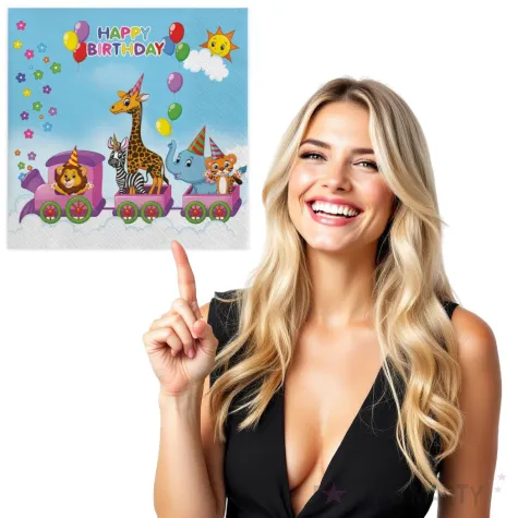 serwetki urodzinowy pociag maki 33 cm 20 szt