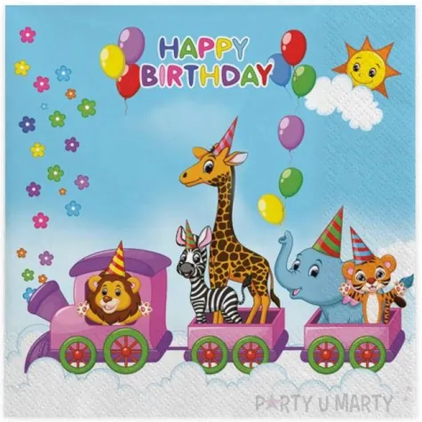 serwetki urodzinowy pociag maki 33 cm 20 szt