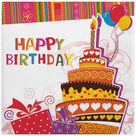 serwetki urodzinowy tort maki 33 cm 20 szt