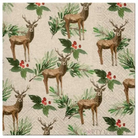 serwetki we care renifery i ostrokrzewy paw 33 cm 20 szt