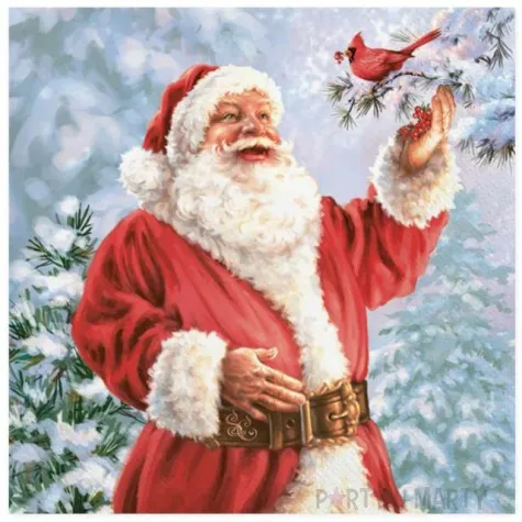 serwetki wesoly mikolaj i ptak na galezi maki 33 cm 20 szt