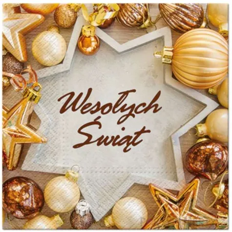 serwetki wesolych swiat bombki paw 33 cm 20 szt